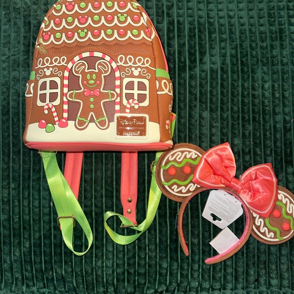 Disney Handbags - Disney Loungefly Gingerbread Backpack and Ears Set